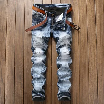 Fashion Brand Men Biker Jeans Pleated Snow Wash Denim Biker Jeans Straight Leg Slim Casual Destroyed Ripped Jeans For Men
Fashion Brand Men Biker Jeans Pleated Snow Wash Denim Biker Jeans Straight Leg Slim Casual Destroyed Ripped Jeans For Men
