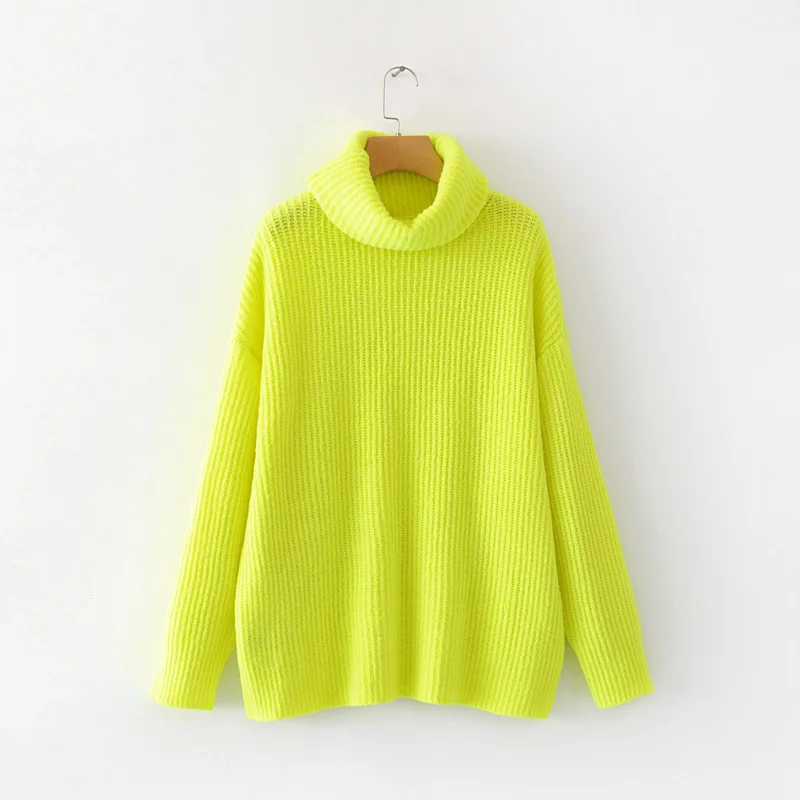 Women Neon Sweater Knitted Green Fuchsia Pink Solid Turtleneck Pullovers Long Casual Winter Loose Sweater Oversize
Women Neon Sweater Knitted Green Fuchsia Pink Solid Turtleneck Pullovers Long Casual Winter Loose Sweater Oversize