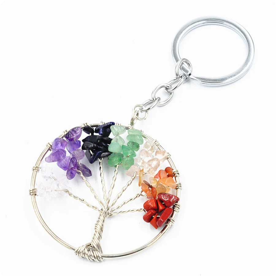 7 Chakra Tree Of Life Keychain Trendy Healing Multi-Color Small Natural Stone Hollow Round Pendant Key Chain For Car House Keys
7 Chakra Tree Of Life Keychain Trendy Healing Multi-Color Small Natural Stone Hollow Round Pendant Key Chain For Car House Keys