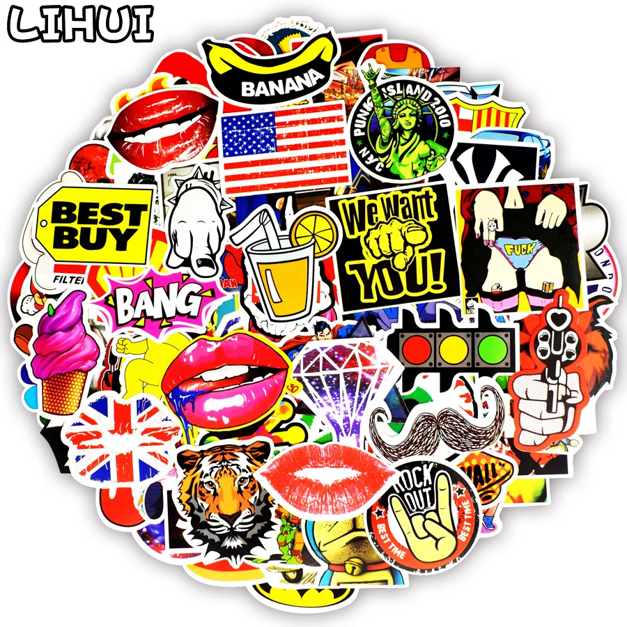 100 Pcs Graffiti Sticker Campuran Punk Anime Jdm Keren Stiker Lucu