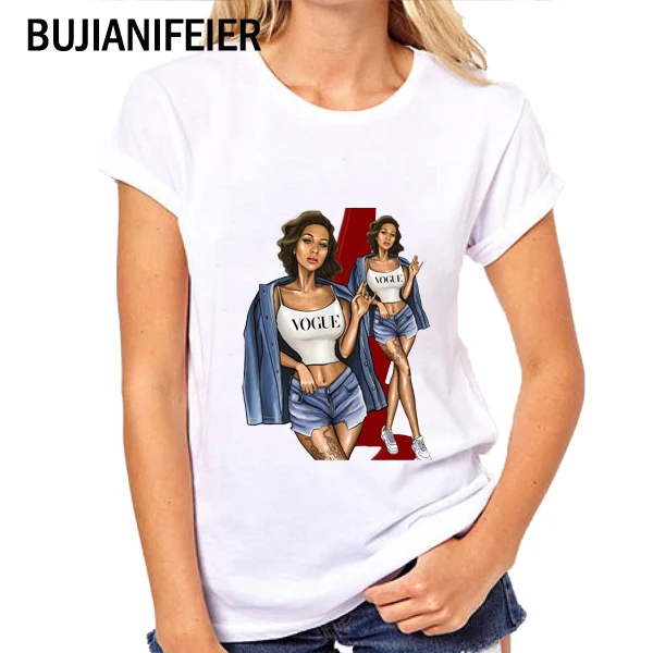 BUJIANIFEIER 2019 new summer Women's T-Shirt VOGUE GIRL Print Stylish slim t-shirt Short Sleeve T-Shirt BJN162
BUJIANIFEIER 2019 new summer Women's T-Shirt VOGUE GIRL Print Stylish slim t-shirt Short Sleeve T-Shirt BJN162