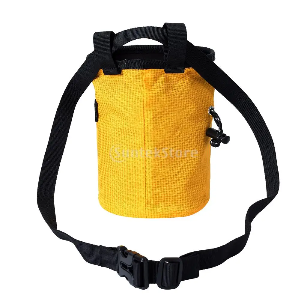 Large Gymnastics Rock Climbers Outdoor Climbing Chalk Bag with Drawstring Closure Adjustable Belt & Brush Slot