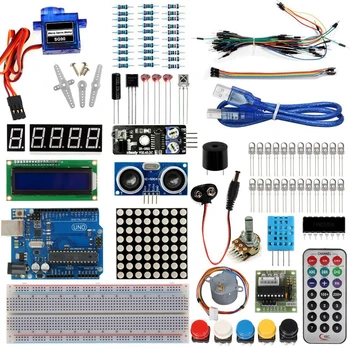 Starter Kit For Arduino Basic Learning Suite Uno R3 Kit Upgraded Stepper Motor LCD1602 SG90 Servo LED Jumper Wire For Arduino
Starter Kit For Arduino Basic Learning Suite Uno R3 Kit Upgraded Stepper Motor LCD1602 SG90 Servo LED Jumper Wire For Arduino