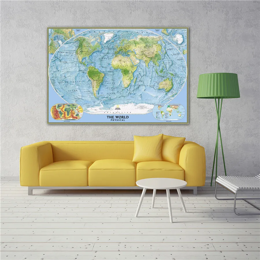 Physical World Map Canvas Wall Sticker High-End Exquisite Design Green Geography Blue Ocean Home Decor Learning Education Poster
Physical World Map Canvas Wall Sticker High-End Exquisite Design Green Geography Blue Ocean Home Decor Learning Education Poster