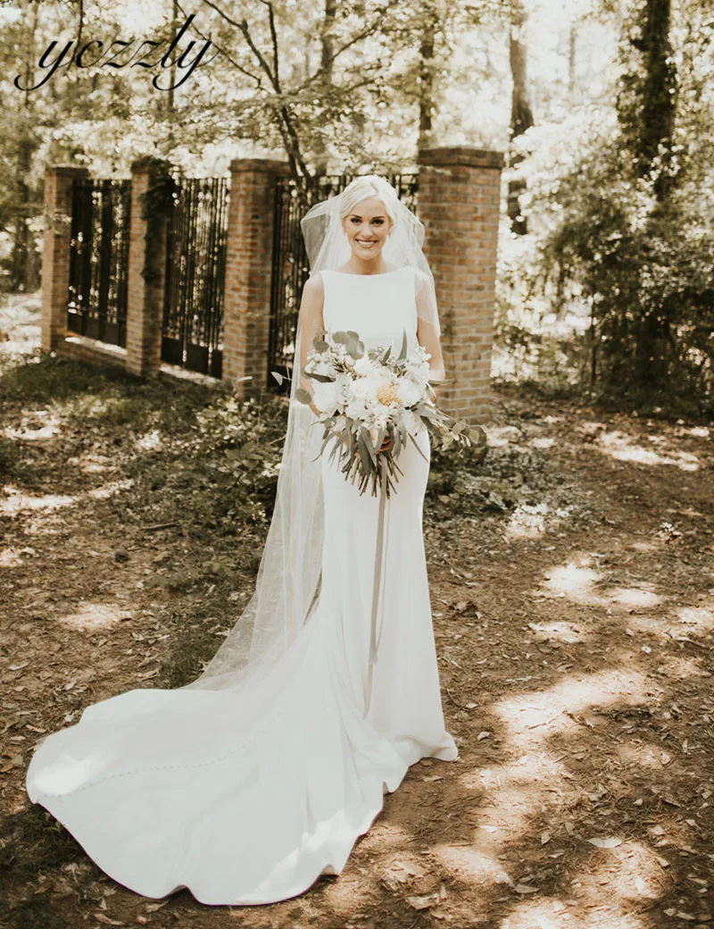 Real Brides Gelinlik 2019 Simple O-neck Backless Mermaid Wedding Gowns Plus Size Soft Satin Bride Dresses Robe Mariage
Real Brides Gelinlik 2019 Simple O-neck Backless Mermaid Wedding Gowns Plus Size Soft Satin Bride Dresses Robe Mariage