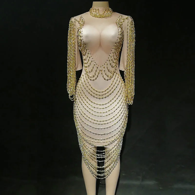 2019 New Women Sexy Dress Gold Pearls Sparkle Rhinestones Nightclub Birthday Party Stage Wear Dancer Singer Dance Costumes DJ DS
2019 New Women Sexy Dress Gold Pearls Sparkle Rhinestones Nightclub Birthday Party Stage Wear Dancer Singer Dance Costumes DJ DS