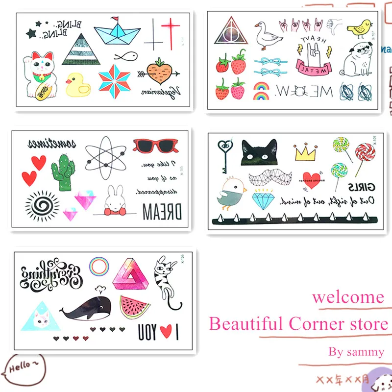 Krasivyy children temporary tattoos stickers cartoon cat dog Lollipops bird colorful tattoos flash tattoo paste makeup tattoo
Krasivyy children temporary tattoos stickers cartoon cat dog Lollipops bird colorful tattoos flash tattoo paste makeup tattoo