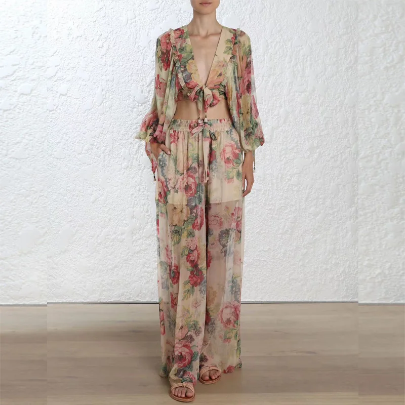 Summer Bohemian Silk Two Piece Set Women Short Style Off Shouler Blouses Top and Long Pants Holiday Sexy Floral Print Women Sets
Summer Bohemian Silk Two Piece Set Women Short Style Off Shouler Blouses Top and Long Pants Holiday Sexy Floral Print Women Sets