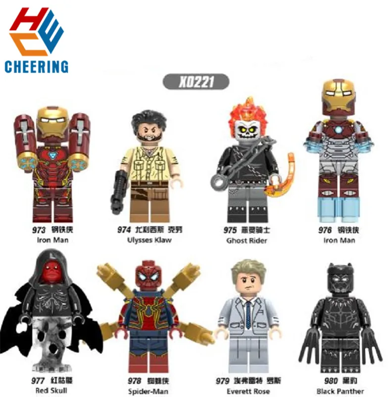 Single Sale Building Blocks Suoer Heroes Iron Man Ulysses Klaw Ghost Rider Assemble Figures Bricks Dolls Toys for Children X0221
Single Sale Building Blocks Suoer Heroes Iron Man Ulysses Klaw Ghost Rider Assemble Figures Bricks Dolls Toys for Children X0221