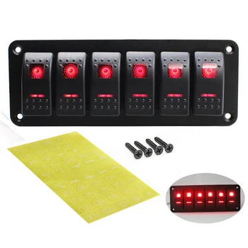 6 Rocker Switch Panel with Red LED Light Circuit Breaker for Boat/car high quality waterproof ABS&PC&Aluminum 12V-24V Black
6 Rocker Switch Panel with Red LED Light Circuit Breaker for Boat/car high quality waterproof ABS&PC&Aluminum 12V-24V Black