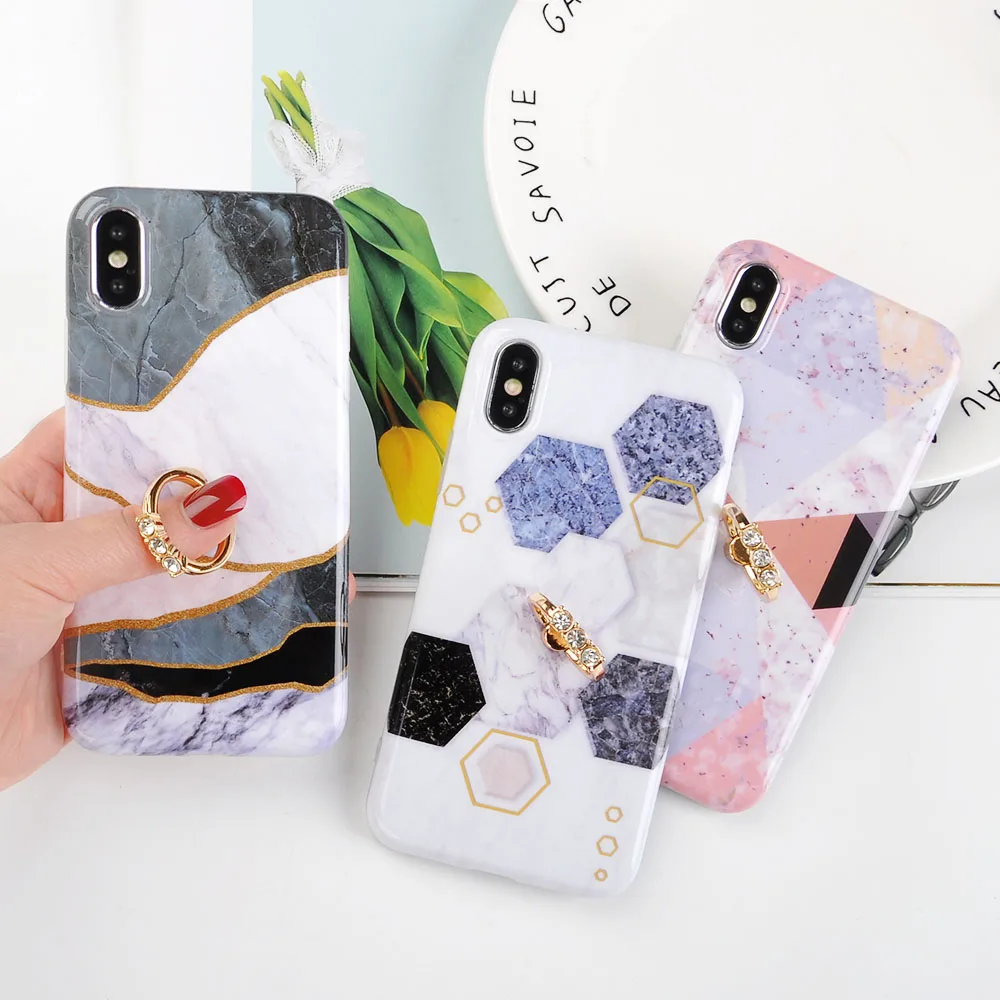TIKITAKA Marble Texture Metal ring Holder Phone Case For Iphone XR XS Max 8 7 Plus X 6 S Plus Case Soft IMD Back Cover Coque
TIKITAKA Marble Texture Metal ring Holder Phone Case For Iphone XR XS Max 8 7 Plus X 6 S Plus Case Soft IMD Back Cover Coque
