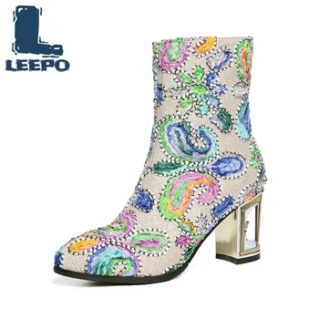 Mid Calf Boots for Women Graffiti Embroider Booties Woman Pointed Toe Jacquard Cloth Handmade Heels Boots Female Red Shoes
Mid Calf Boots for Women Graffiti Embroider Booties Woman Pointed Toe Jacquard Cloth Handmade Heels Boots Female Red Shoes