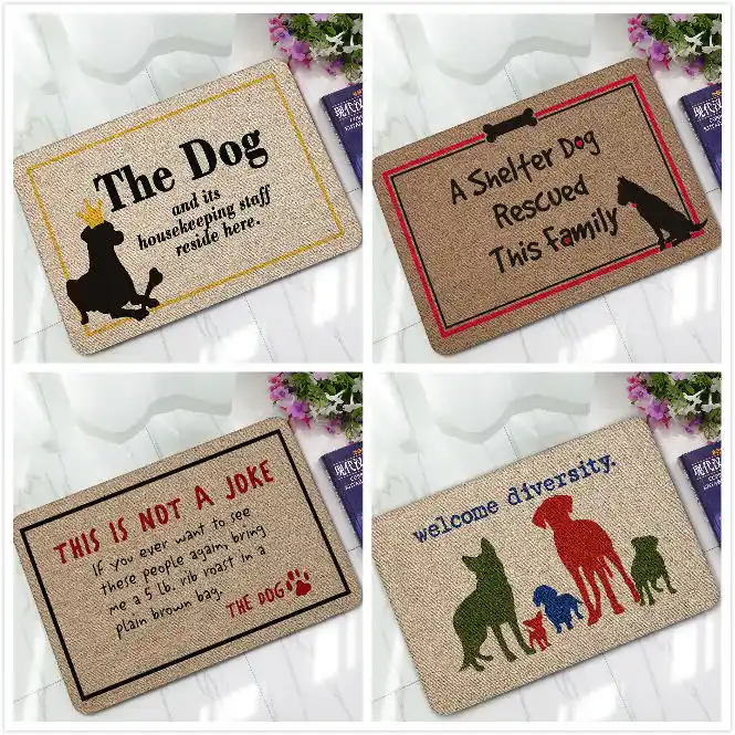 Funny Cartoon Dog Cat Welcome Doormats Rubber Entrance Door Mat