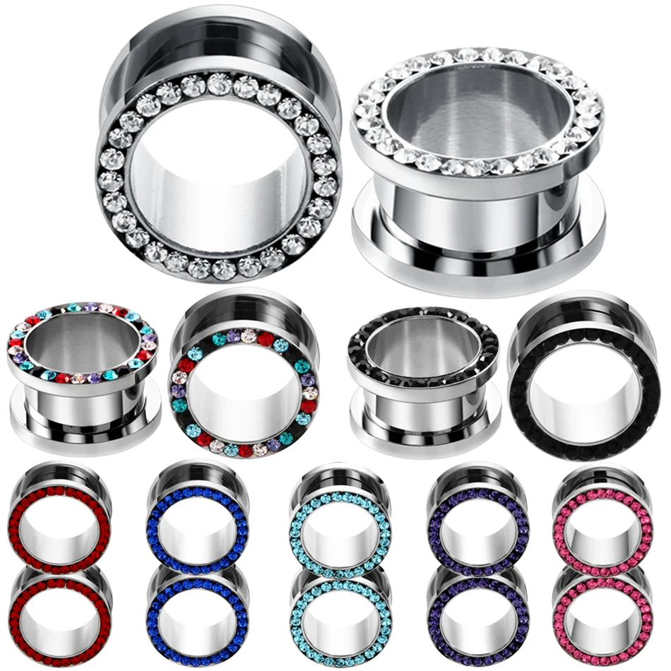 2Pcs Steel Paved Crystal Gem Ear Piercing Tunnel Gauge Colorful Screw Fit Ear Flesh Plugs Ear Expander Piercing Jewelry 6mm-16mm
2Pcs Steel Paved Crystal Gem Ear Piercing Tunnel Gauge Colorful Screw Fit Ear Flesh Plugs Ear Expander Piercing Jewelry 6mm-16mm