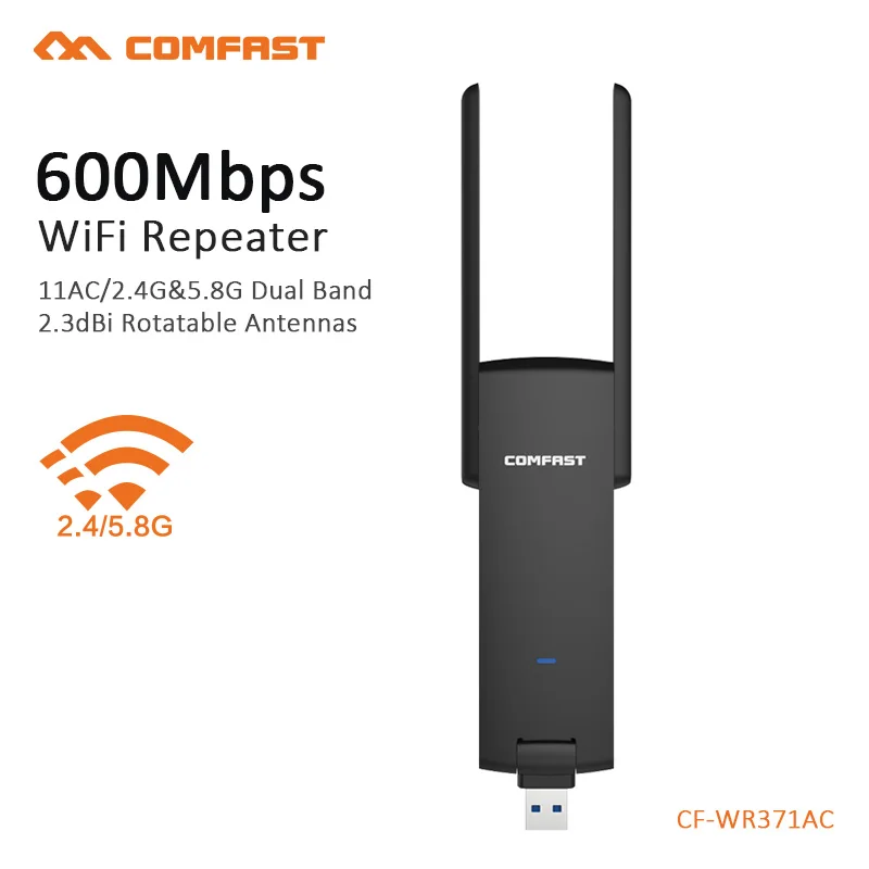 COMFAST wireless usb repeater AC 600mbps wifi usb antenna portable wi fi signal amplifier 2.4+5ghz PC mini repeater CF-WR371AC
COMFAST wireless usb repeater AC 600mbps wifi usb antenna portable wi fi signal amplifier 2.4+5ghz PC mini repeater CF-WR371AC