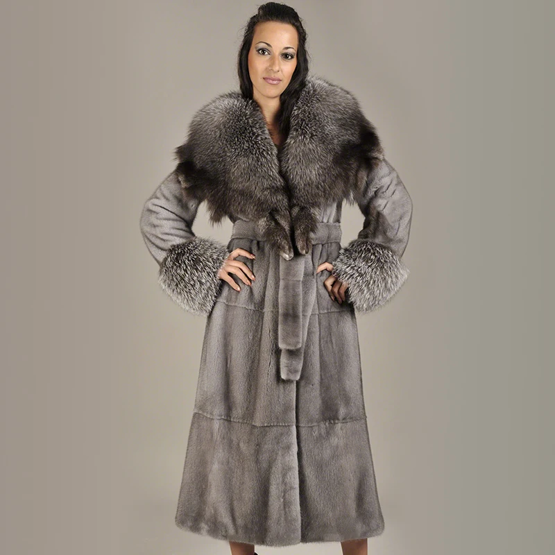 2020 BFFUR Women Natural Mink Fur Coat Fox Fur Collar With Belt Long Outfit Female Luxurious Real Mink Fur Coats Jacket
2020 BFFUR Women Natural Mink Fur Coat Fox Fur Collar With Belt Long Outfit Female Luxurious Real Mink Fur Coats Jacket