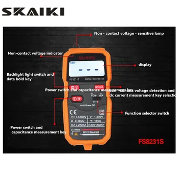 FS8231S Intelligent multi-function anti-burning multimeter Digital display multimeter AC / DC resistance capacitor multimeter
FS8231S Intelligent multi-function anti-burning multimeter Digital display multimeter AC / DC resistance capacitor multimeter
