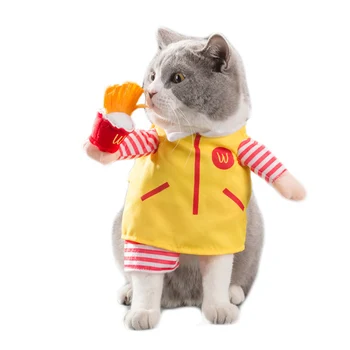 Cats Costumes Yellow Fast Food Restaurant Waiter Holding Potato Chips Cosplay Suit for Pets Funny Cat Clothes Costume roupa gato
Cats Costumes Yellow Fast Food Restaurant Waiter Holding Potato Chips Cosplay Suit for Pets Funny Cat Clothes Costume roupa gato