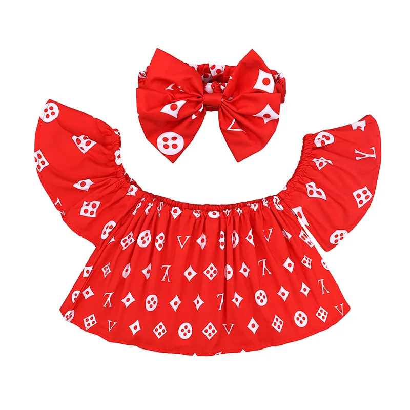 2018 Kids Outfit Fashion Children Clothing Sets Summer Girls Suit Off Shoulder Tops Denim Shorts Hairband 3Pcs Baby Girl Clothes (8)
