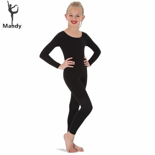 

Youth Girls Long Sleeve Unitards Footless Spandex Dance Unitard Costume Lycra Gymnastics Bodysuits Dancewear Child Kids Toddler