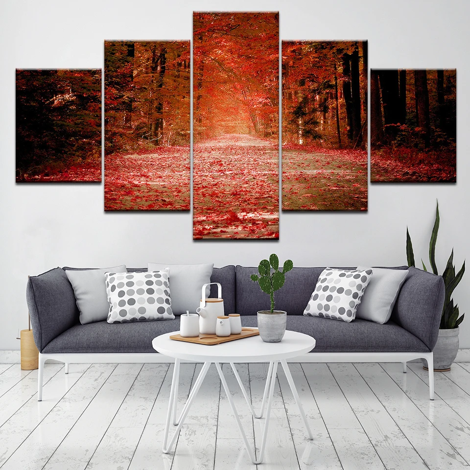 Autumn red fallen leaves forest poster 5 pieces canvas wallpaper modern poster modular art painting living room home decoration
Autumn red fallen leaves forest poster 5 pieces canvas wallpaper modern poster modular art painting living room home decoration