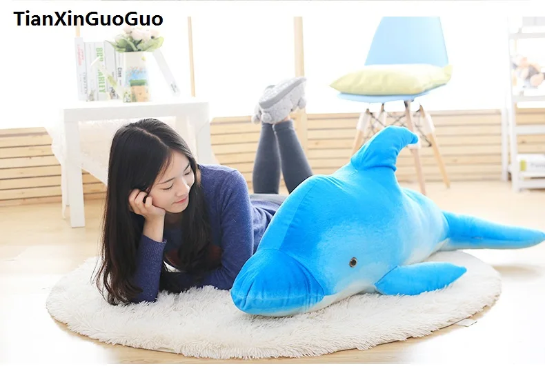 100% new large 120cm cartoon blue dolphin plush toy soft doll sleeping pillow birthday gift w2324
100% new large 120cm cartoon blue dolphin plush toy soft doll sleeping pillow birthday gift w2324