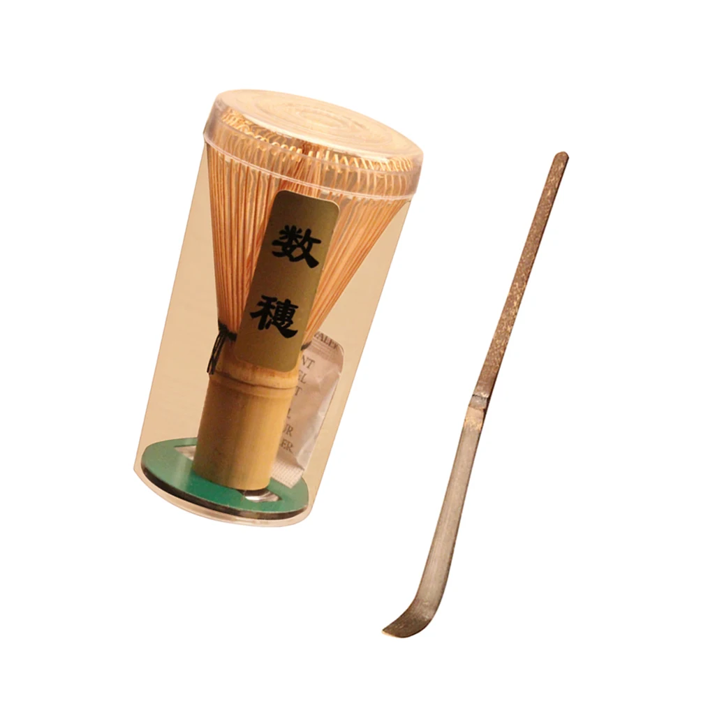 Bamboo Matcha Tea Whisk (60-70 Prong) with Tea Scoop Matcha Dinnerware Sets Kitchen Dining Tool