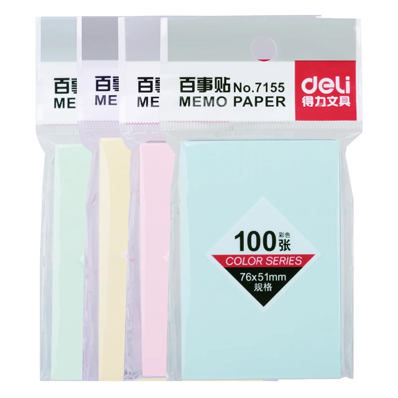 1pc Deli 100 Pages Color Sticky Notes Memo Pad Sticker Business Office School Student Stationery Bookmarks Post It Paper Marker
1pc Deli 100 Pages Color Sticky Notes Memo Pad Sticker Business Office School Student Stationery Bookmarks Post It Paper Marker