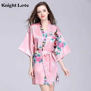 Kimono Robe Nightgown Silk Satin Female Nightwear Short Bathrobe Women Floral Printed Nightdress Wedding Bride Bridesmaid Pyjama
Kimono Robe Nightgown Silk Satin Female Nightwear Short Bathrobe Women Floral Printed Nightdress Wedding Bride Bridesmaid Pyjama