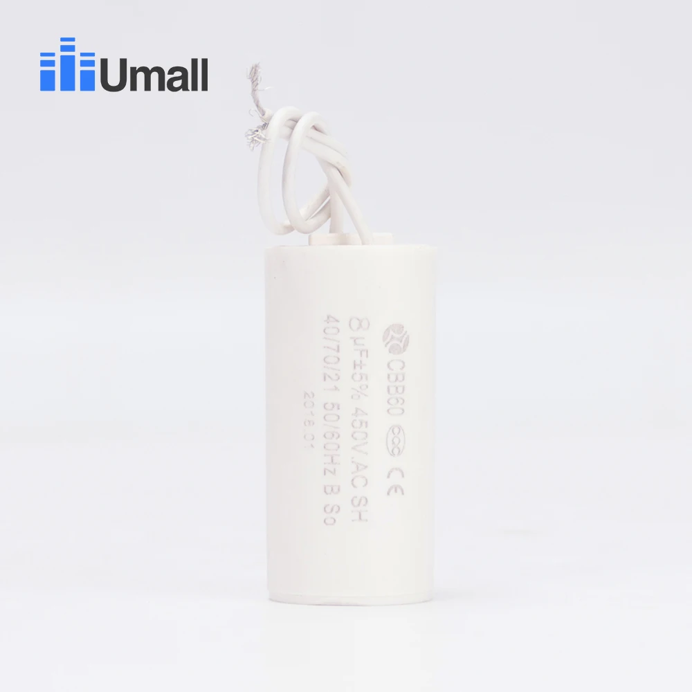 

CBB60 8uF 450V Two Wires Generator Autio Electric Motor Start Capacitor For Machine For Water Pumps QB-60 IDB-35 PM-45