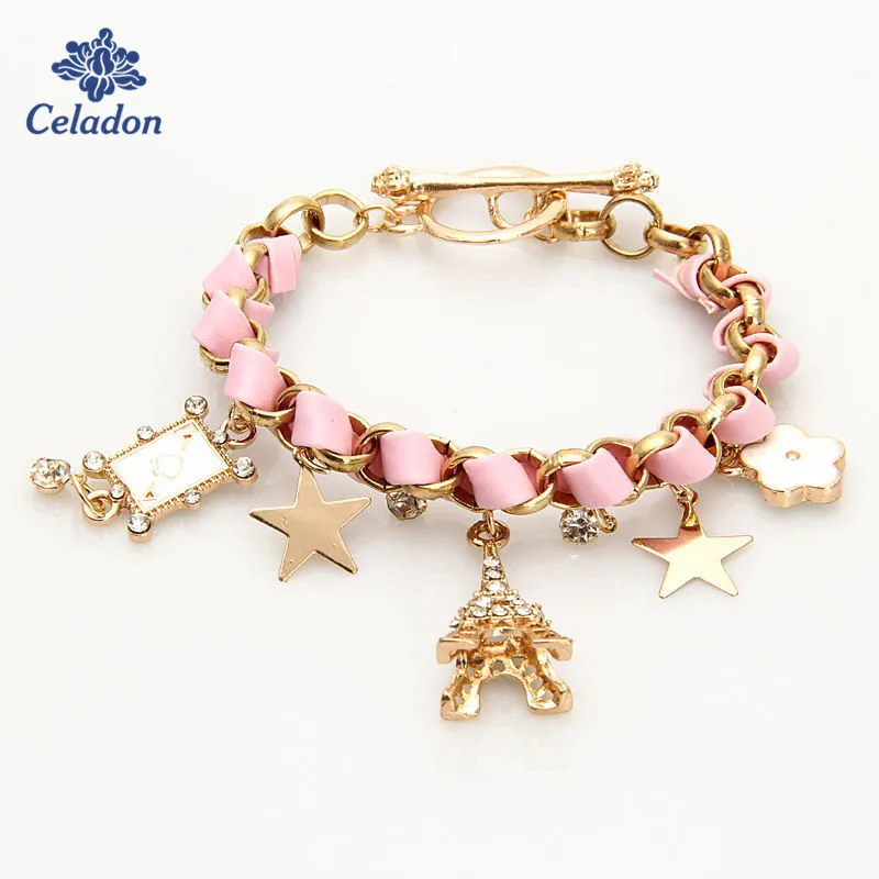 Korean Style Fashion Flower Heart Poker Leather Rope Paris Eiffel Tower Crown for Women Jewelry Accessories Bracelet
Korean Style Fashion Flower Heart Poker Leather Rope Paris Eiffel Tower Crown for Women Jewelry Accessories Bracelet