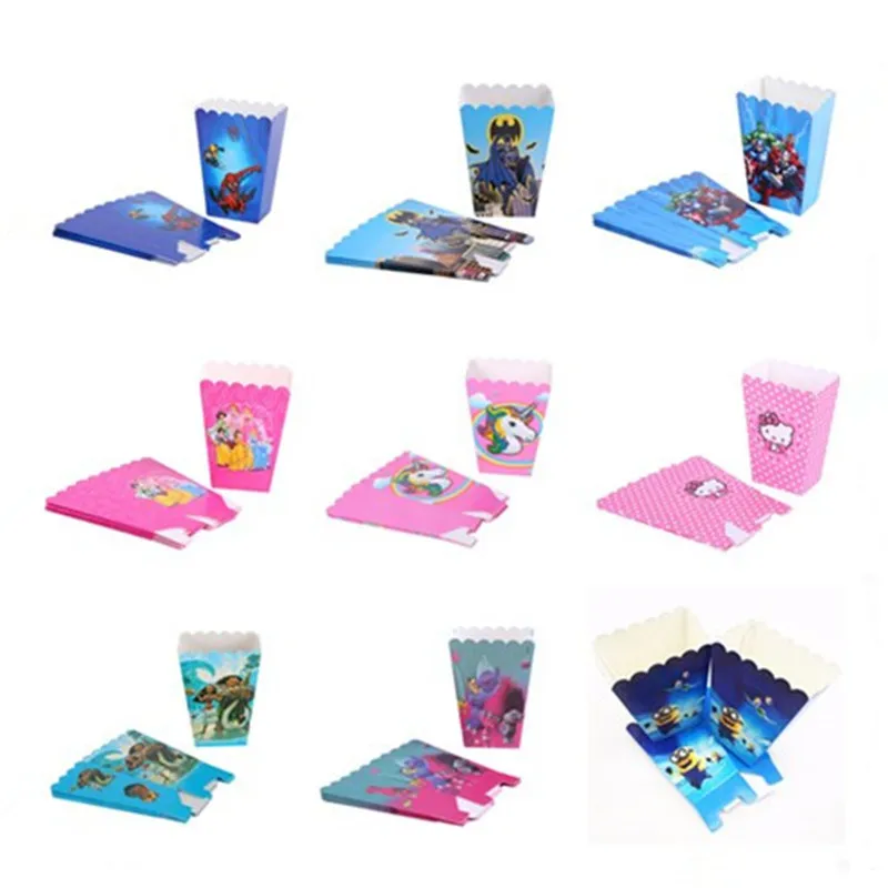 6pcs/set Minnie Unicorn Spiderman Princess Popcorn Candy Boxes wedding Birthday Party Gift Box Candy snacks Favor Paper box
6pcs/set Minnie Unicorn Spiderman Princess Popcorn Candy Boxes wedding Birthday Party Gift Box Candy snacks Favor Paper box