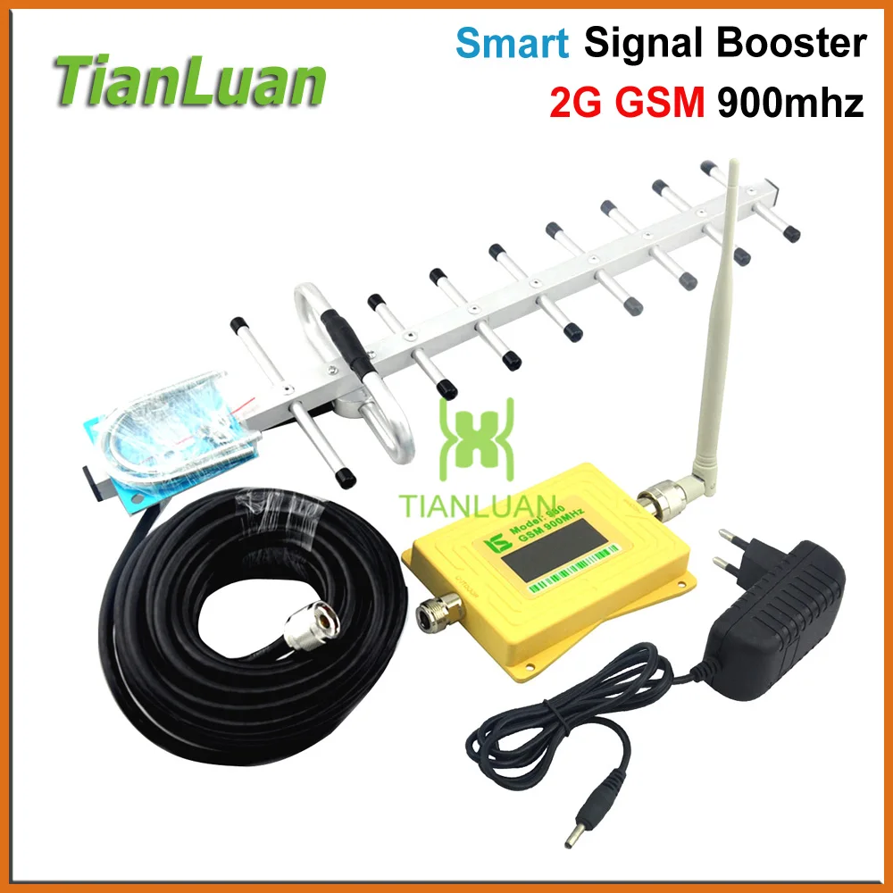 

mini Smart GSM 900mhz Signal Booster 2G Mobile phone Signal Repeater GSM980 Amplifier with Whip Antenna / Yagi Antenna Yellow