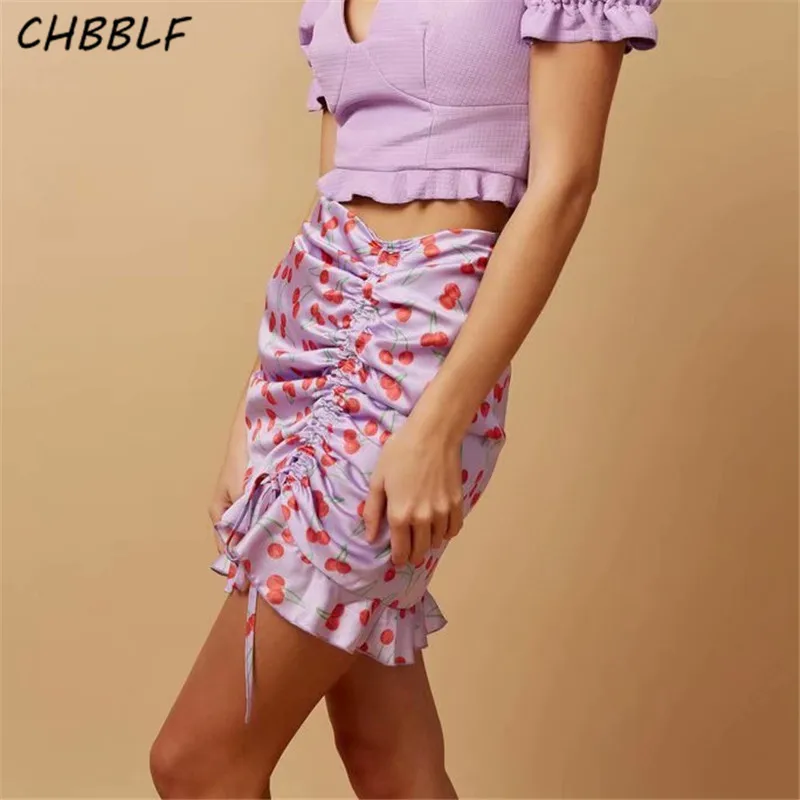 CHBBLF women cherry print pleated mini skirts asymmetrical drawstring tie pink female casual skirt BGB9005
CHBBLF women cherry print pleated mini skirts asymmetrical drawstring tie pink female casual skirt BGB9005