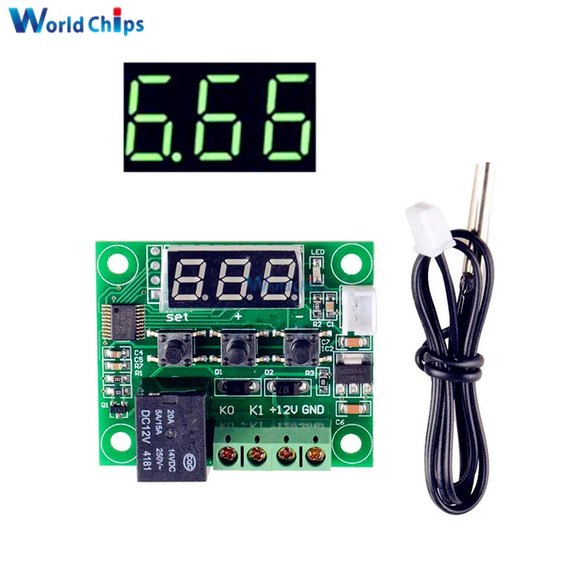W1209 DC 12V Green LED Digital Thermostat Temperature Control Thermometer Thermo Controller Switch Module Waterproof NTC Sensor
W1209 DC 12V Green LED Digital Thermostat Temperature Control Thermometer Thermo Controller Switch Module Waterproof NTC Sensor