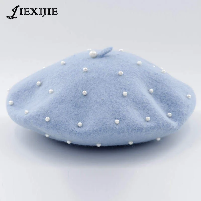New style Autumn pearl wool beret painter cap winter lady star beret Women's manual white pearl hat custom artist warm buds hat
New style Autumn pearl wool beret painter cap winter lady star beret Women's manual white pearl hat custom artist warm buds hat