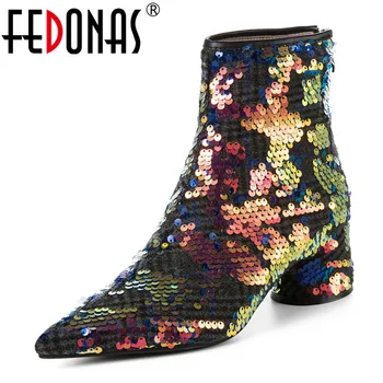 FEDONAS Blingbling Fashion Women Pointed Toe High Heels Ankle Boots Party Prom Dancing Shoes Woman Autumn Winter Chelsea Boots
FEDONAS Blingbling Fashion Women Pointed Toe High Heels Ankle Boots Party Prom Dancing Shoes Woman Autumn Winter Chelsea Boots