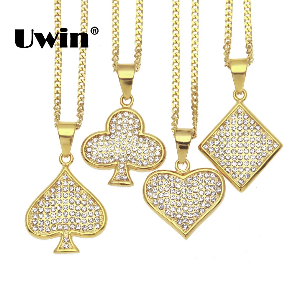 Uwin Playing Poker Cards Suit Necklaces Spade,Heart,K,Club Hiphop Pendants Bling Iced Out Stainless Steel Fashion Jewelry
Uwin Playing Poker Cards Suit Necklaces Spade,Heart,K,Club Hiphop Pendants Bling Iced Out Stainless Steel Fashion Jewelry
