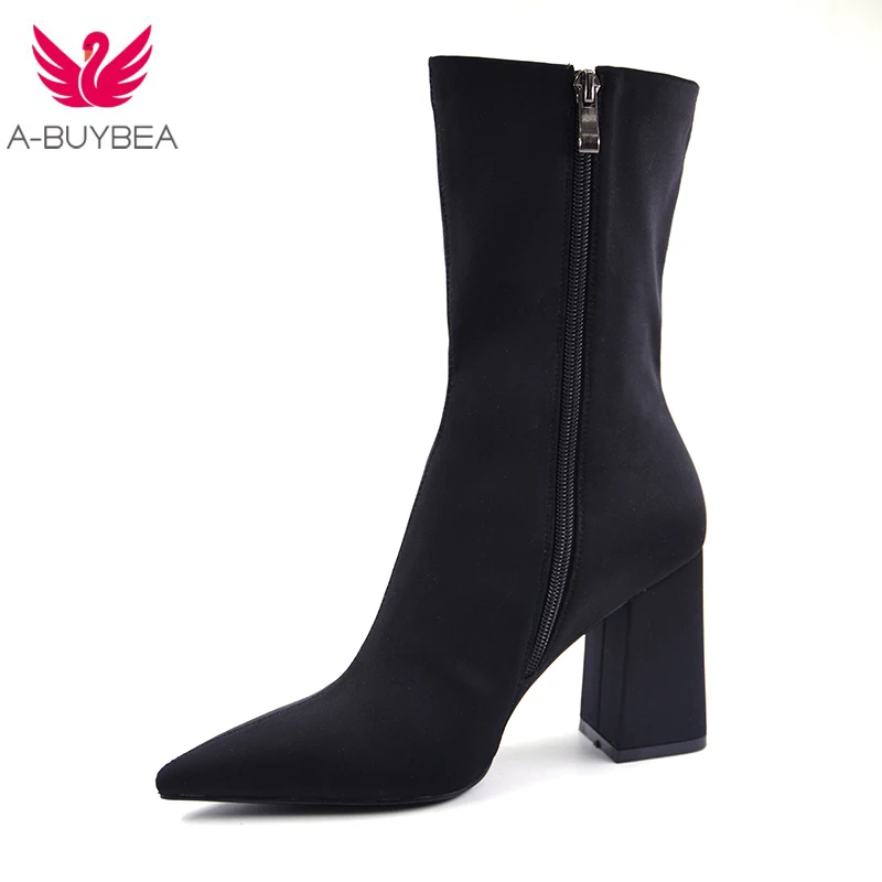 2018 Spring fashion Mid-Calf Stretch Fabric Sock Boots Women Pointed Toe High Heel Women Boots Brand Design black Boots Women
2018 Spring fashion Mid-Calf Stretch Fabric Sock Boots Women Pointed Toe High Heel Women Boots Brand Design black Boots Women