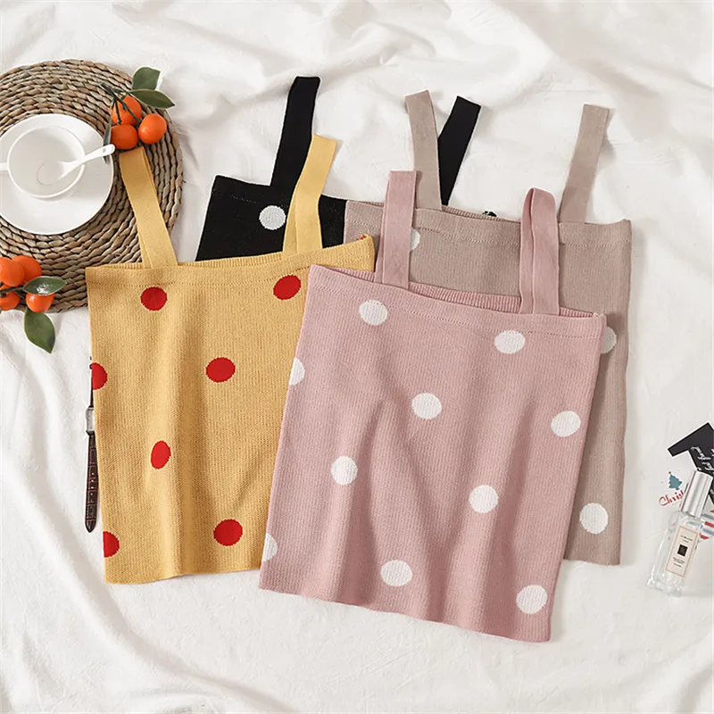 Wholesale New Women Tops Women Polka Dot Knitting Cotton Sleeveless Cotton Bustier Vest Top
Wholesale New Women Tops Women Polka Dot Knitting Cotton Sleeveless Cotton Bustier Vest Top