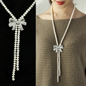 Fashion Bowknot 39inch Long Necklace Genuine Pearls Beads Knotted Necklace Women Pearl Jewelry Gifts
Fashion Bowknot 39inch Long Necklace Genuine Pearls Beads Knotted Necklace Women Pearl Jewelry Gifts