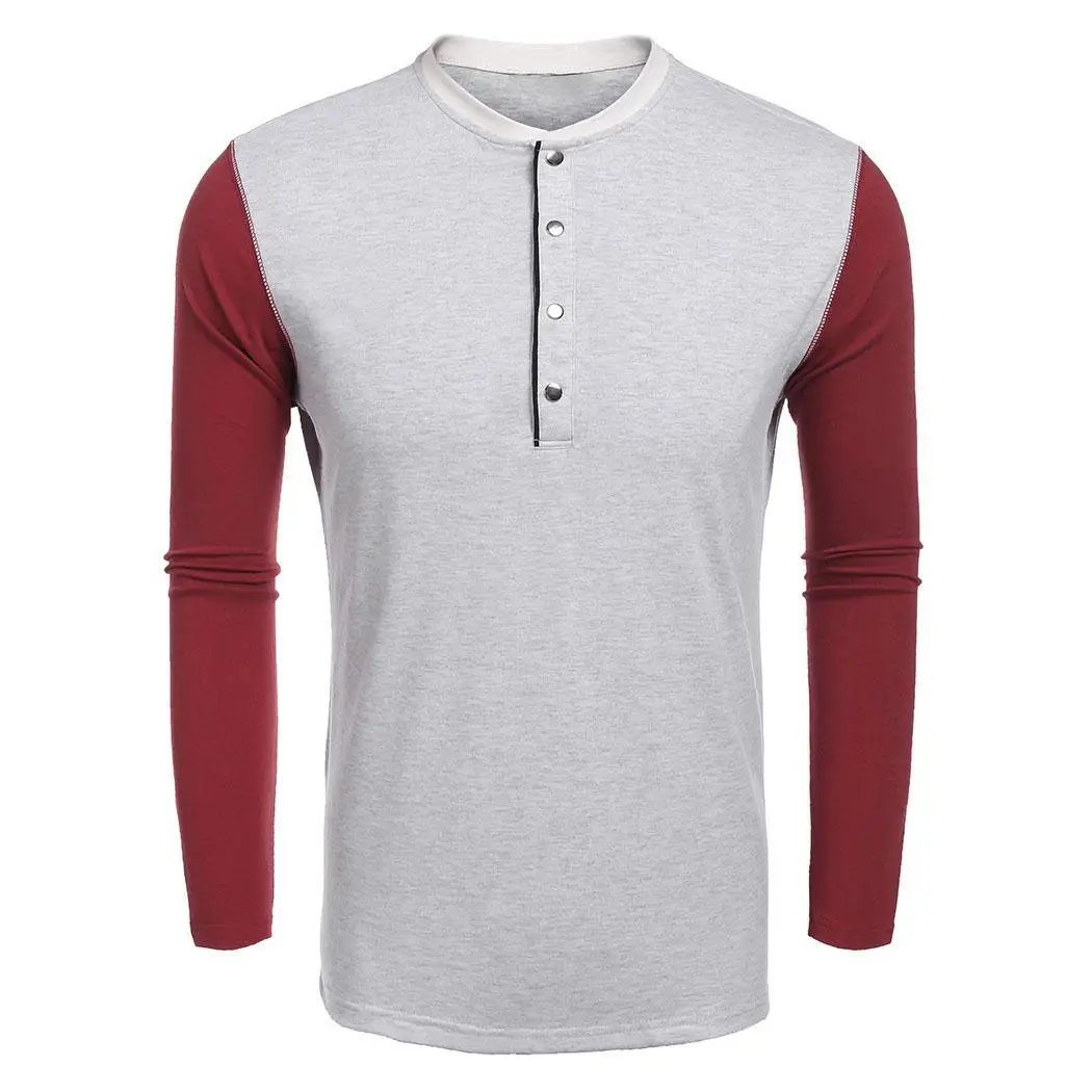 Men Casual Stand Collar Long Sleeve Sprint, Autumn Contrast Color Patchwork Pullover Henley Shirts Regular
Men Casual Stand Collar Long Sleeve Sprint, Autumn Contrast Color Patchwork Pullover Henley Shirts Regular