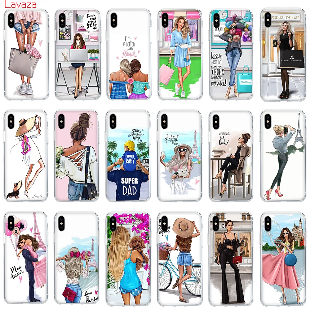 

Lavaza VOGUE Christmas Princess Girl Female boss coffee Hard Case for Apple iPhone 6 6s 7 8 Plus X 5 5S SE XS Max XR Cover