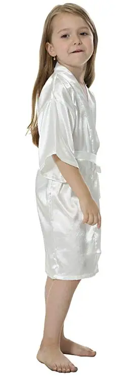 Kids Solid Satin Rayon Kimono Robe Bridesmaid Solid Bathrobe Children Nightgown Sleepwear Dressing Gown Kids Solid Satin Rayon Kimono Robe Bridesmaid Solid Bathrobe Children Nightgown Sleepwear Dressing Gown
