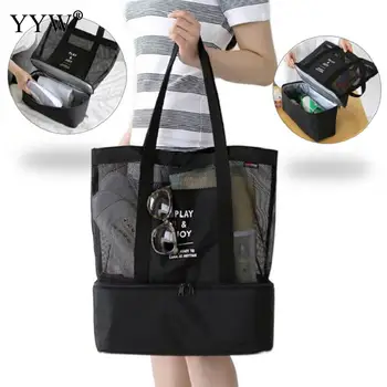 Women Mesh Shoulder Bags Black Casual Multifunction Handbags Female Softback Travel Large Capacity Zipper Storage Thermal Totes
Women Mesh Shoulder Bags Black Casual Multifunction Handbags Female Softback Travel Large Capacity Zipper Storage Thermal Totes