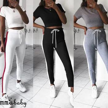 New 2018 2Pcs Women Ladies Casual Color Patchwork T Shirt Drawstring Pants Sets Leisure Wear Casual Suit Four Color S-XL
New 2018 2Pcs Women Ladies Casual Color Patchwork T Shirt Drawstring Pants Sets Leisure Wear Casual Suit Four Color S-XL