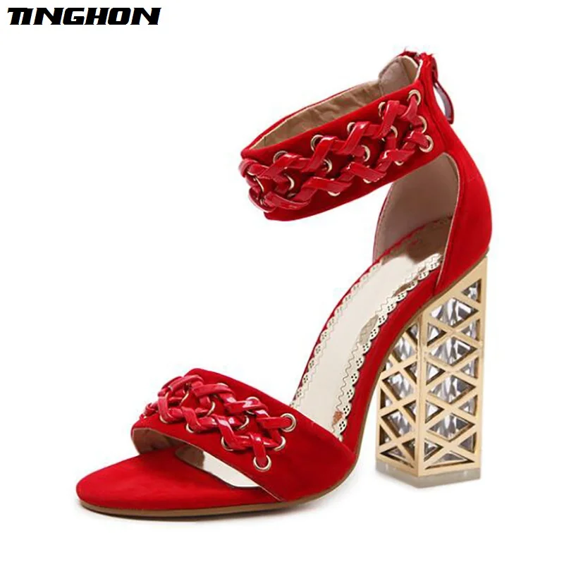 TINGHON Women Sandals Sexy Weaving Rivet Crystal High Heels Shoes Sandals Red Peep Toe Wedding Party Ladies Sandals
TINGHON Women Sandals Sexy Weaving Rivet Crystal High Heels Shoes Sandals Red Peep Toe Wedding Party Ladies Sandals