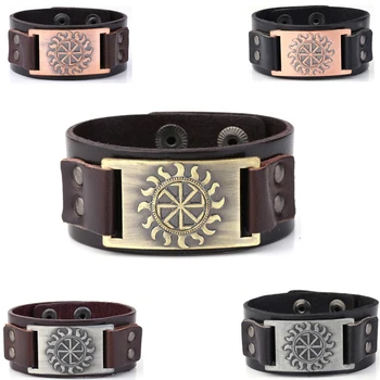 5PCS Fashion Jewelry Leather Bracelet Slavic Symbol of Sun Amulet Leather Viking Bangle Bracelet Jewelry For The Best Gift
5PCS Fashion Jewelry Leather Bracelet Slavic Symbol of Sun Amulet Leather Viking Bangle Bracelet Jewelry For The Best Gift