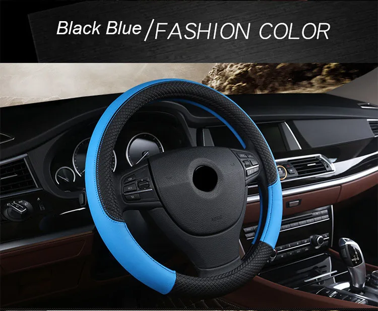 PU Leather Universal Car Steering-wheel Cover 38CM Car-styling Sport Auto Steering Wheel Covers Anti-Slip Automotive Accessories