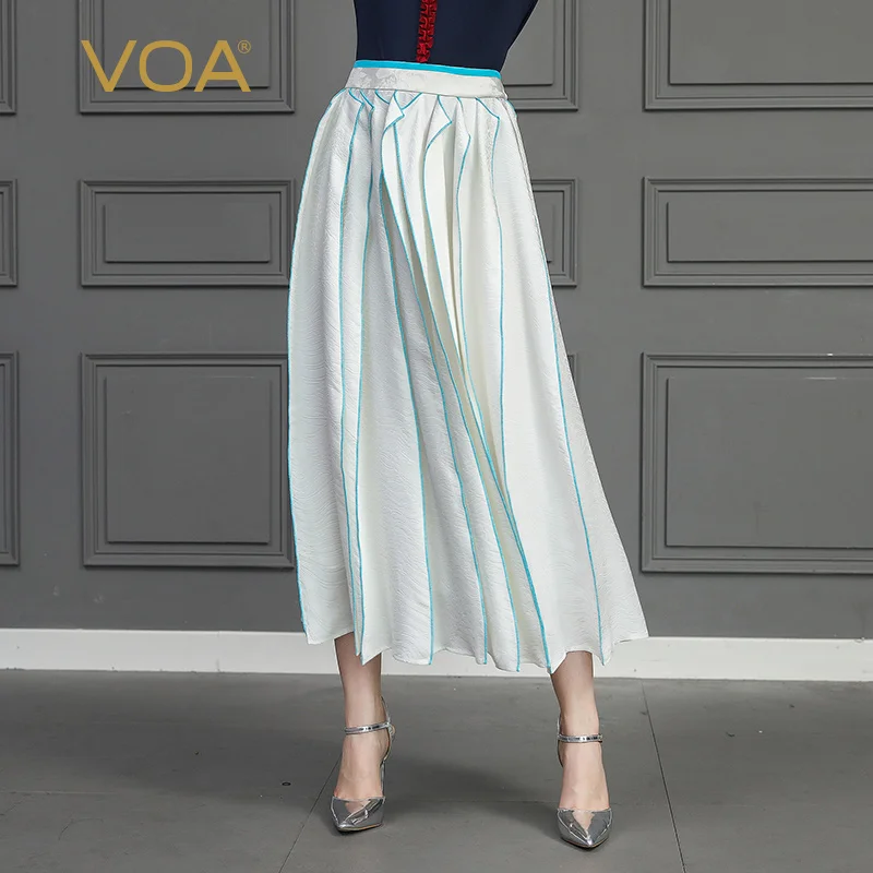 VOA 100% Silk Pleated Skirts Women A Line Long Skirt White Casual Large Size harajuku faldas jupe femme Luxury Ladies Fall C620
VOA 100% Silk Pleated Skirts Women A Line Long Skirt White Casual Large Size harajuku faldas jupe femme Luxury Ladies Fall C620